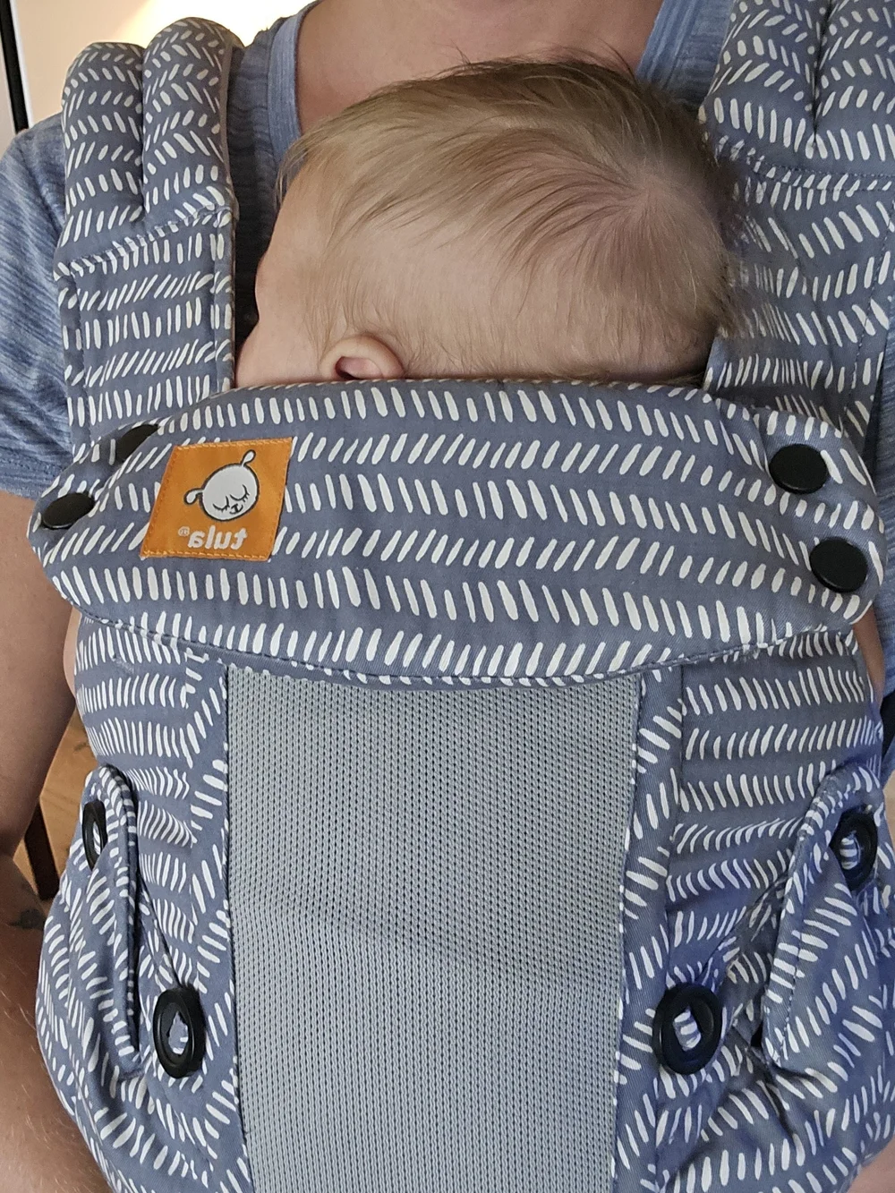Tula Blue and White Patterned Mesh Carrier